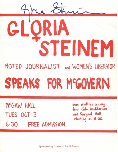 Gloria Steinem Signed McGovern Poster