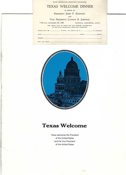 Kennedy Texas Welcome Program and Ticket